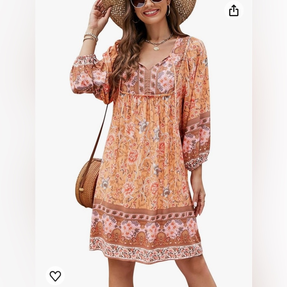 Bluetime Boho Dress - size 3XL- orange print